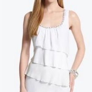 💕 HOST PICK 💕 WHBM White Silver Chain Trimmed Tiered Shell